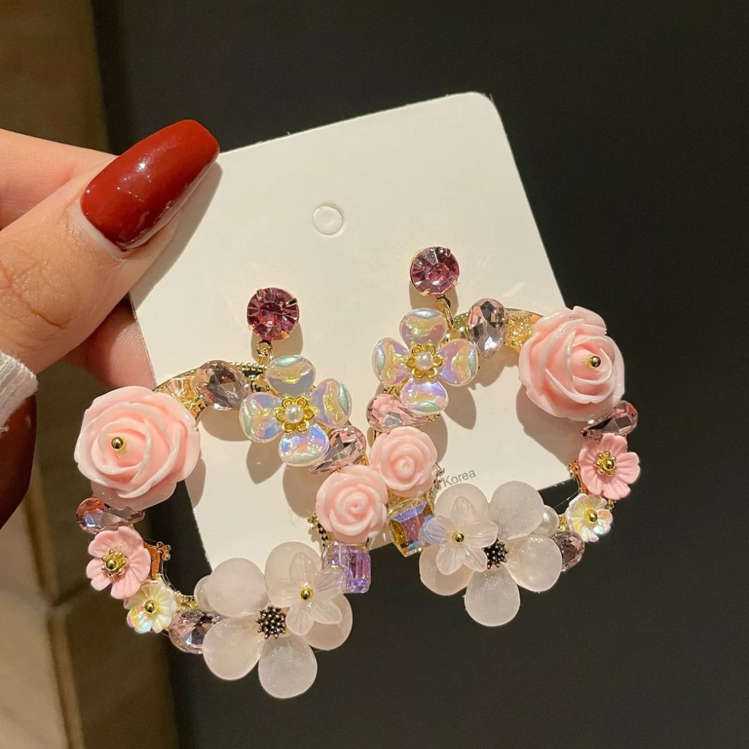 Floral Hoop Earrings